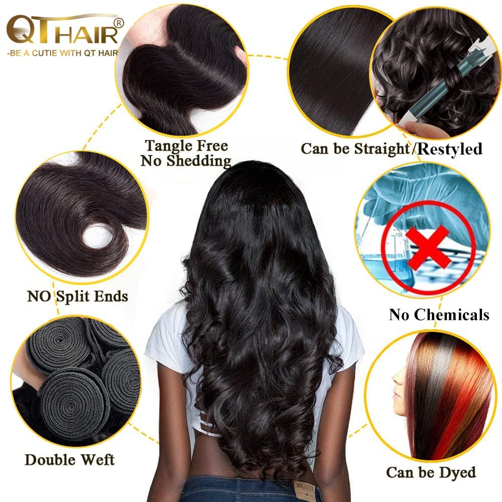 QTHAIR 14A Brazilian Virgin Body Wave Hair Bundle 28 28inch Natural 100% Unprocessed Brazilian Virgin Hair Body Wave Long Hair Bundles Weave