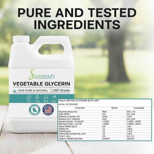 Soapeauty VEGETABLE GLYCERIN USP Grade Non-GMO Natural | Cosmetic Products, Skin, Hair Care, Soap Making, Household Uses 32 oz
