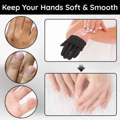 Segbeauty 20 Counts Elastic Touch Screen Black Lotion Gloves Overnight for Sleeping, 10 Pairs Working Moisturizing Cotton Gloves for Men with Elastic Band, Dry Hands Cotton Work Glove for Women Bulk