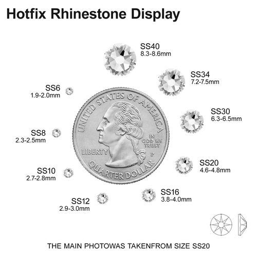 Novani Hotfix Rhinestones 1440pcs Clear Round Iron on Rhinestone Style 2088 Sparkly Crystal Gemstones for Fabric and Crafting, SS34 (7.0-7.3mm)