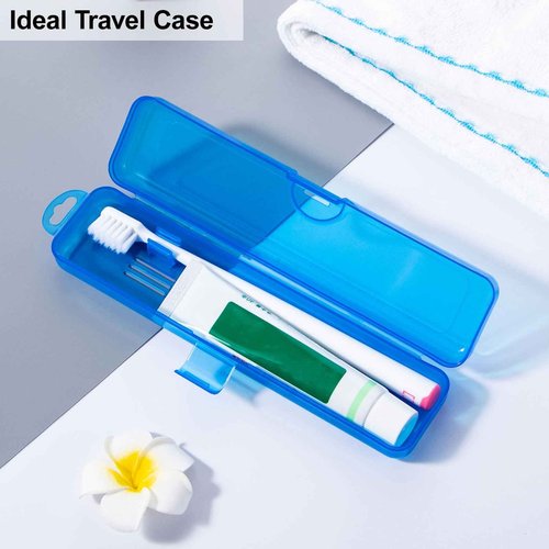 Yeeco Toothbrush Case 2 Pack, Transparent Dark Blue Travel Case, Plastic Holder, 7.87 x 1.85 x 1.18 inches Portable
