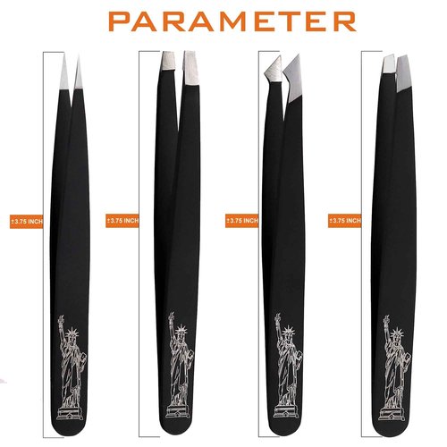 Glory 4 Pcs Precision Eyebrow Tweezers Set Professional Stainless Steel Brow Tweezers for Eyebrows, Ingrown Hair & Facial Use with American-Inspired Design