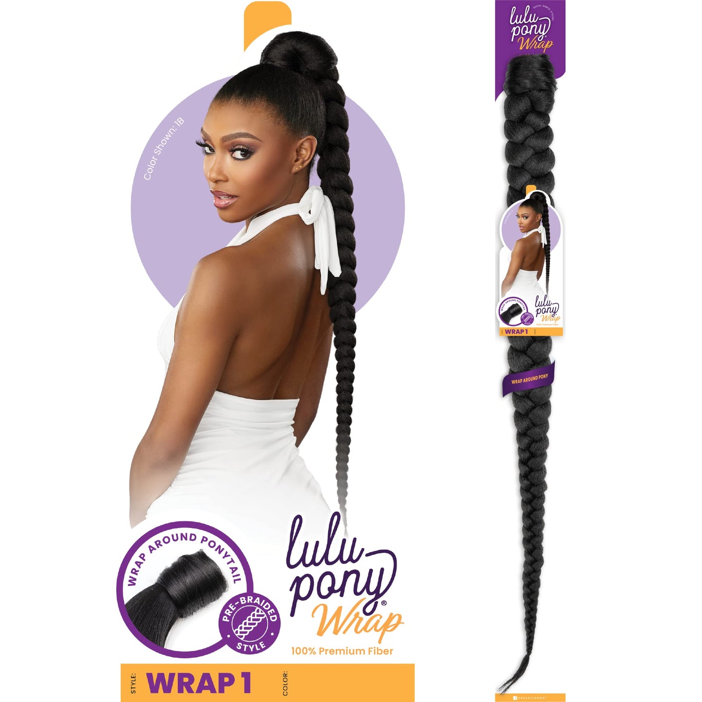 Sensationnel Lulu pony wrap hairextensions- 1 high heat synthetic yaki pony tail or up do hair wig piece (2 DARKBROWN)