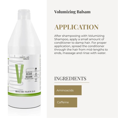 SALERM - Volume Conditioner - Volumizing Hair Lab - 1200 ml - with Caffeine and Amino Acids - for Fine and Limp Hair - Adds Body and Volume to Hair - Paraben-Free