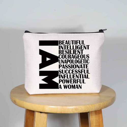 G2TUP Woman-Power Gift Feminist Gift Women Empowerment Gift I Am A Woman Cosmetic Bag And Travel Make Up Pouch With Zipper Motivational Inspiring Gift