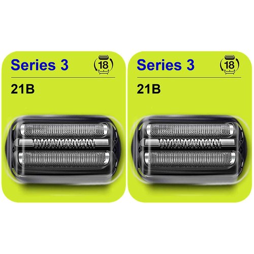 Series 3 Replacement Head for Braun Electric Shaver -21B- Compatible with Braun Electric Razors 300s, 310s, 3010BT (2 Pack)