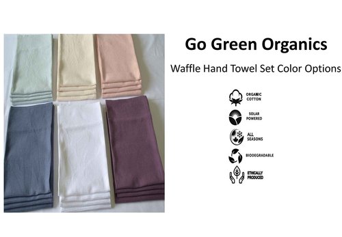 GO GREEN ORGANICS, Waffle Hand Towels Pack of 4, 20X29 INCHES, 100% Natural Organic Cotton GOTS Certified (Burgundy) Super ABSORBANT & Quick Dry, NO SOFTENERS, Environment Friendly