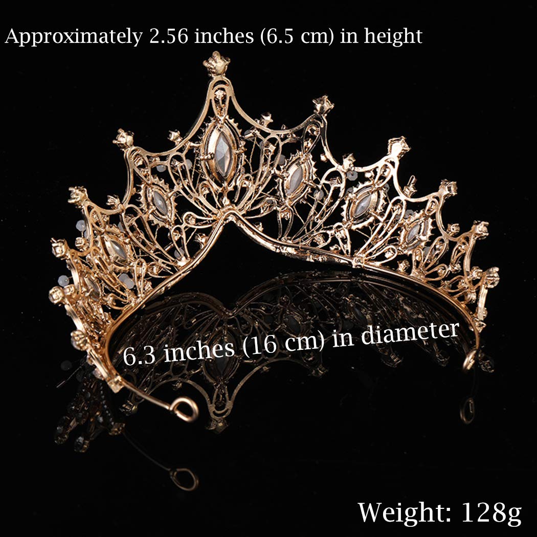 COCIDE Gold Crown for Women Baroque Queen Crown and Tiara for Girls Crystal Headband Mermaid Crown Princess Hair Accessories for Bride Birthday Party Bridesmaids Halloween Costume Cosplay