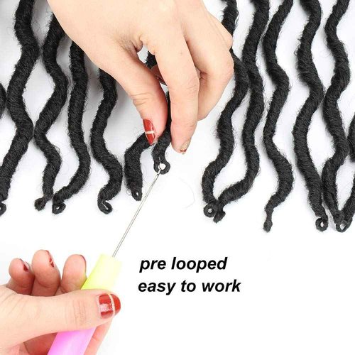 Eliza Wavy Gypsy Locs Ombre Crochet Hair 18" 8Packs/Lot Goddess Locs Synthetic Fiber Faux Locs African Roots Dreadlocs Synthetic Braiding Hair Extensions for Black Women(18",8packs,OM3T430)