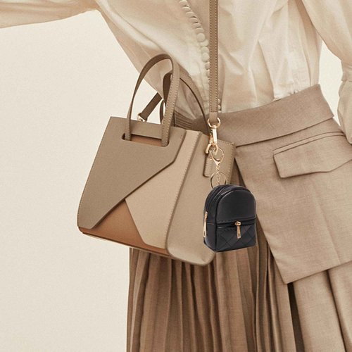 Mini Backpack Cute Cosmetic Bag for Women, Creative Cute Pendant Keychain Key-chains Keyrings PU Leather Makeup Bag Key Pocket Lipstick Bag Card Holder Data Cable Organizer Zipper Pouch (Deep pink)