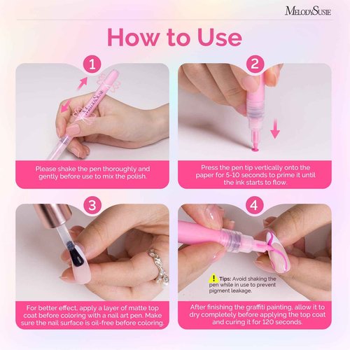 MelodySusie Nail Art Pens Set, 24 Colors 0.7MM Nail Polish Pens for Nail Art, Nail Dotting Tool, Drawing Pen for Nail Design, Manicure Nail Pens for Salon and DIY at Home
