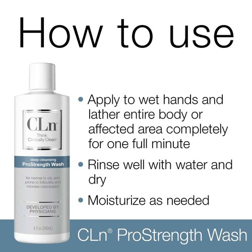 CLn® ProStrength Wash - PH-Balanced and Formulated for Daily Use with Salicylic Acid to Cleanse and Exfoliate Normal to Oily Skin for Men and Women with Body Odor, 8 fl oz.