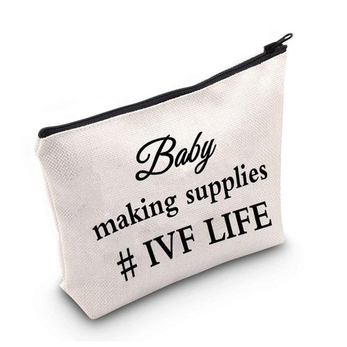 LEVLO Funny IVF Mom Gift IVF Infertility Makeup Bag Baby Making Supplies IVF Lucky Transfer Cosmetic Bag for Women (Baby Making Supplies)