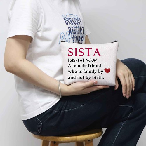 MNIGIU Sista Cosmetic Bag Afro Women Gift Black Girl Gift SisterHood Makeup Zipper Pouch Bag for African American Girl (SISTA)