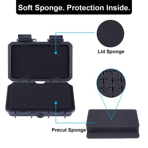 Lykus HC-1510 Mini Hard Case Dry Box with Foam Insert, Interior Size 5.91x3.35x1.46 inch, IP66 Splash-Proof