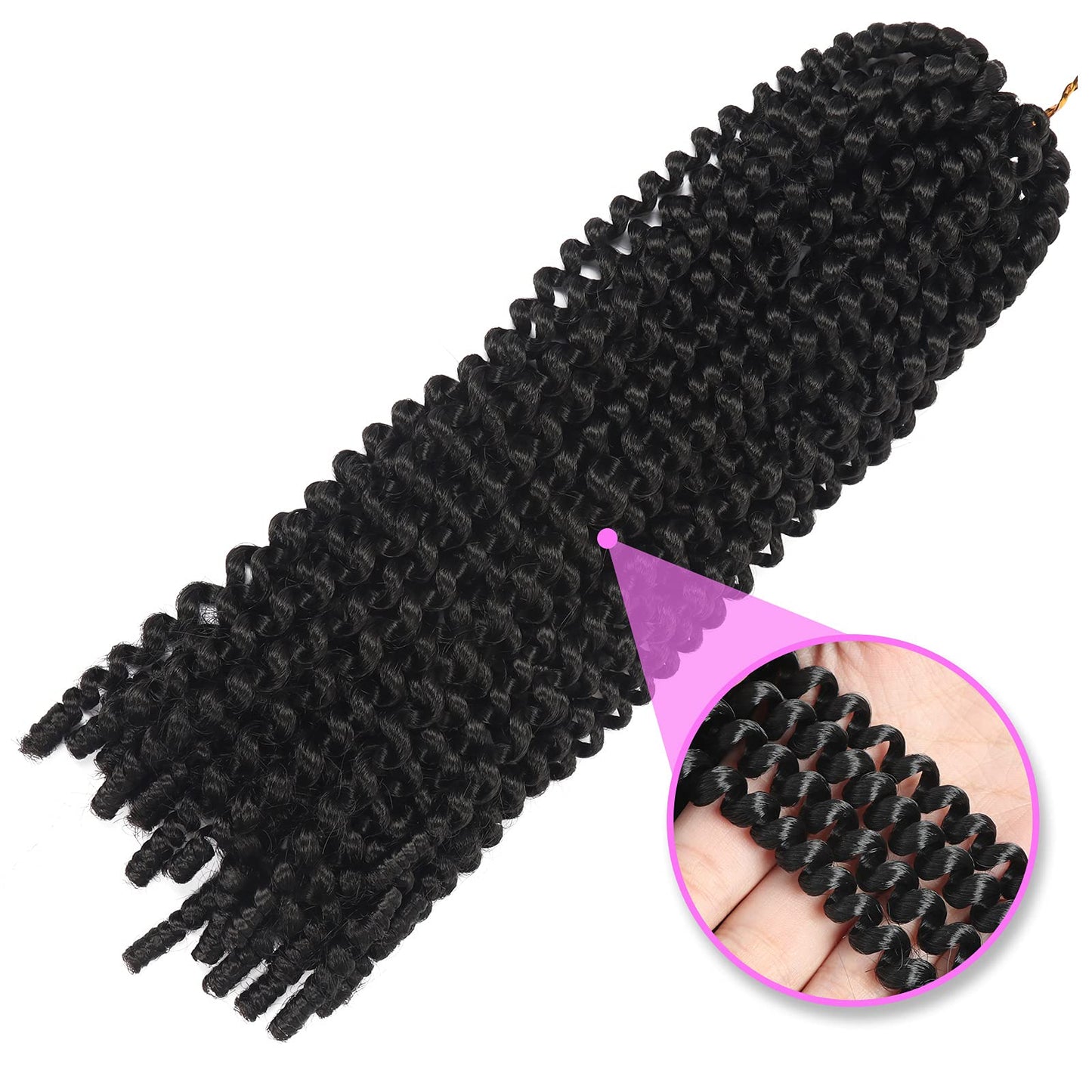 7 Packs Spring Twist Hair 14 Inch Fluffy Spring Twist Crochet Braiding Hair Bomb Twist Spring Crochet Hair for Black Women Hair Extensions 15 Strands 106g/Pack(14 inch, 1B)