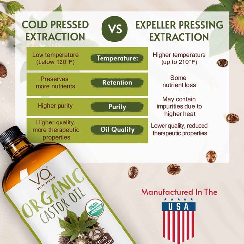 Pure Organic Castor Oil 32oz – Cold Pressed, Unrefined, USDA Organic – Glass Bottle for Hair Growth, Eyelashes, Eyebrows, Face & Castor Oil Packs