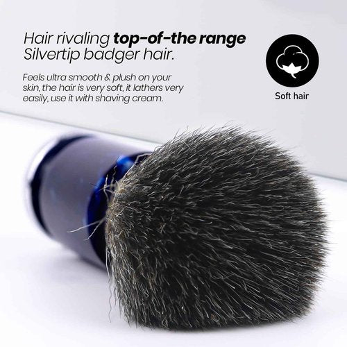 Doladaes Shaving Brush for Men, Shave Brush soft and dense, Stainless Steel Handle,Ultra-Strong Nut Structure,Minimal Shedding, Fast Lather,The best shave of your life! Blue Pearl