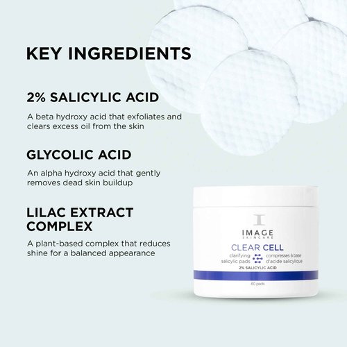 IMAGE Skincare, CLEAR CELL Salicylic Clarifying Pads, Exfoliating Wipes to Clarify Pores for Oily Prone Skin, 60 Pads