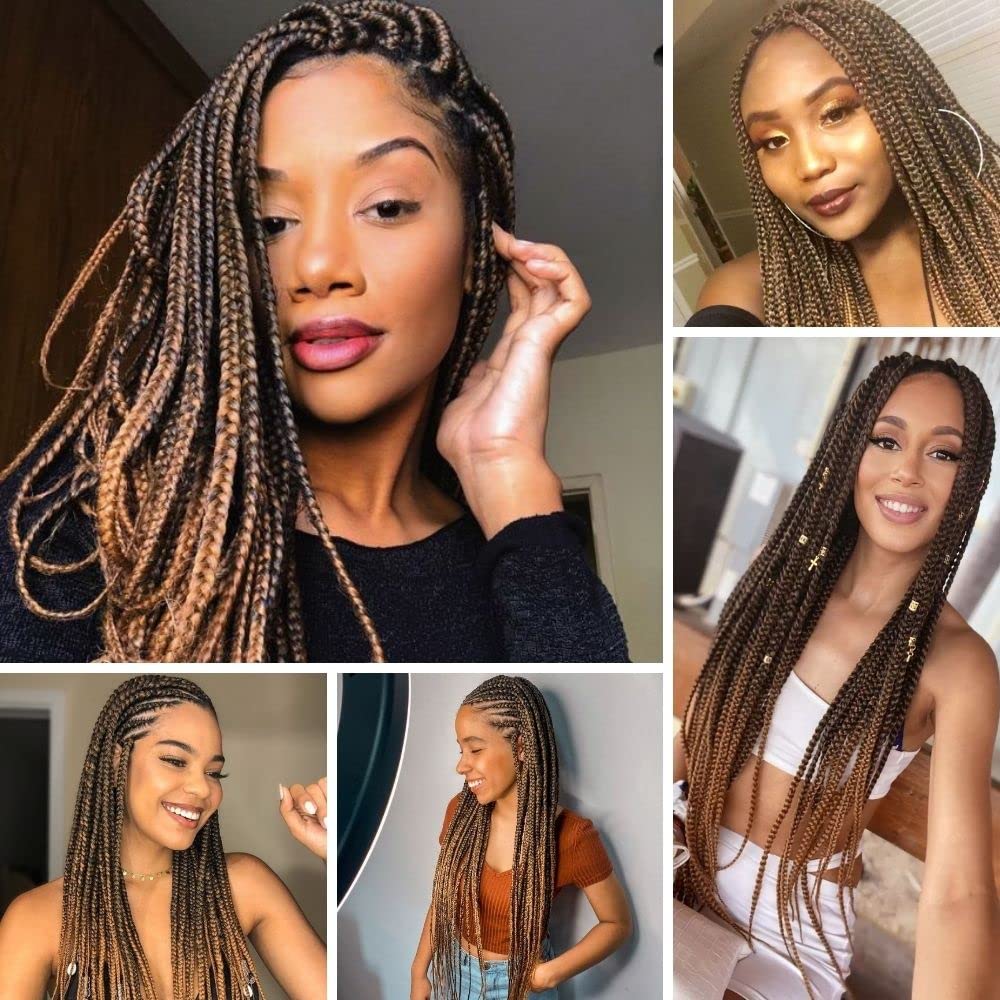 RUN SHUI Braiding Hair,Yaki Texture Braiding Hair Pre Stretched, Braid Hair Extensions, Hot Water Setting Hair Braids(36''-8packs,1b/27)