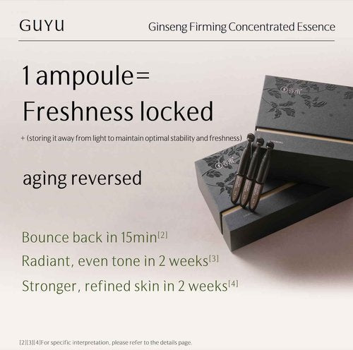 Ginseng Anti-Aging Face Serum | GUYU Single-Use Ampoule | Peptides, Hyaluronic Acid, Panthenol, Ectoin, Beta Glucan | for Lifting, Firming, Smoothing Lines, Plumping (0.05 Fl Oz x 30pcs)
