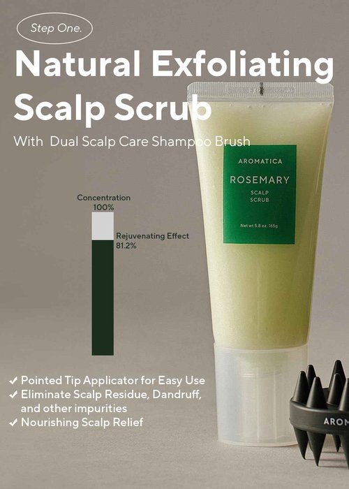 AROMATICA Rosemary Scalp Care Gift Set - Hydrating Scalp Treatment with Rosemary Enhancer, Rosemary Scalp Scrub and Dual Scalp Brush - Free from Sulfate, Silicone, and Paraben, Korean Hair Care.