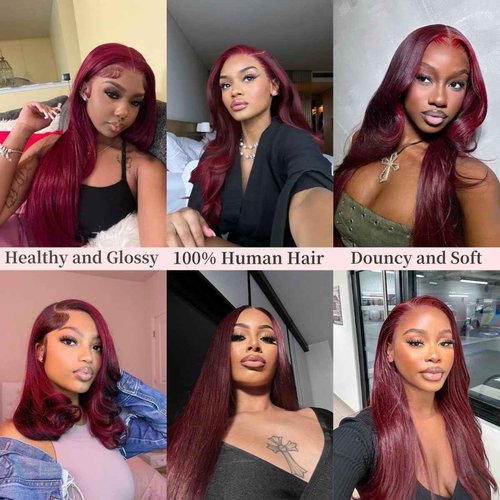 99j Burgundy human hair Straight Hair 20 INCH 8A Brazilian Virgin Hair 99j Burgundy Straight Hair Weaves Bundle Free Part Red Wine Color 100% Unprocessed Human Hair Weft Weaves