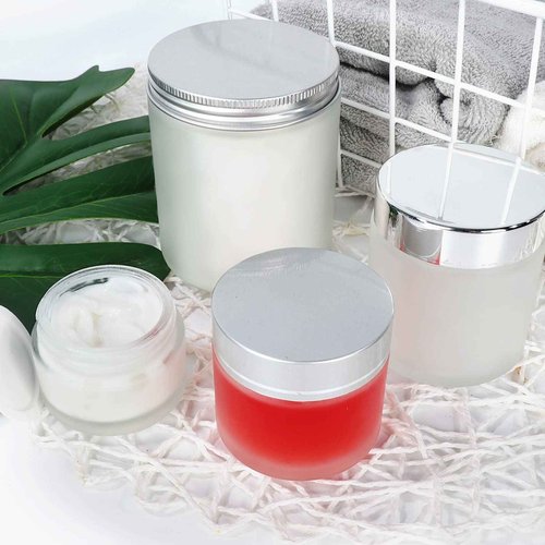 12 Pack 8 oz Round Frosted Glass Jars with Silver Metal Lids, 240ml Matte Clear Empty Candle Jars Cosmetic Jars Food Storage Containers, Canning Jars For Spice,Powder,Liquid,Sample,Face Cream Lotion