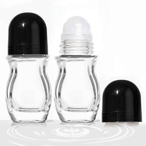 Cchenxxi 2 Pcs 30ml Glass Roll On Bottles - Empty Refillable Rollerball Containers for DIY Deodorant, Essential Oils, Perfume & Skincare Making (2pcs Oval)