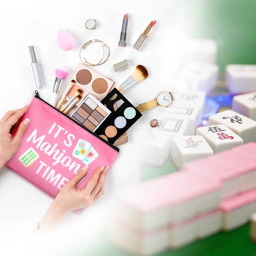 SilTriangle 16 Pcs Mahjong Cosmetic Bag Gifts for Women Mahjong Makeup Bag Mah Jong Zippered Pouch for Lover Player Friend Mom Grandma Lucky Birthday Christmas New Year Gift (Novel Styles)