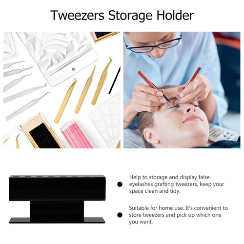 Beaupretty Eyelash Extension Tweezers Stand Holder 8 Holes Acrylic Tweezers Display Storage for Eyelash Extensions Supplies Accessories Tools Black