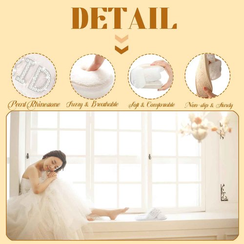 Kovewon Bridal Shower Gifts, Bride to Be Letter Makeup Bag with Pearl Rhinestone Fuzzy Bride Slippers Wedding Engagement Gifts for Her, Bachelorette gifts