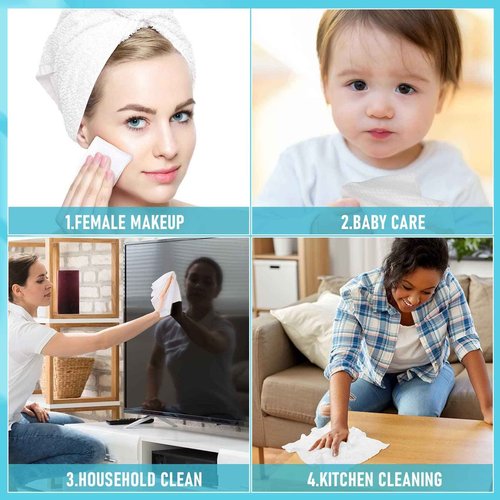 12 Pack 1200 Counts Disposable Towelettes for Face, Face Towel Bulk Cotton Face Tissues Soft Facial Tissue Dry Wet Use for Sensitive Skin Care, Makeup Removing, Surface Cleaning, 5.9 x 7.8 Inch
