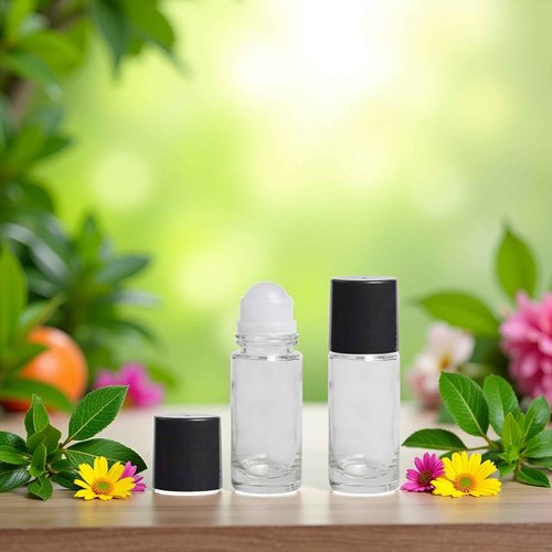 BWESOO 2Pcs Black Clear 30ML Empty Glass Essential Oil Roller Bottles Vials Containers Refillable Roll-on Bottles with Funnel Refillable Cosmetic Containers Balls