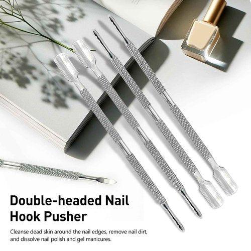5-Piece Dual-Sided Cuticle Pusher Set - Professional Stainless Steel Manicure Pedicure Nail Care Tools