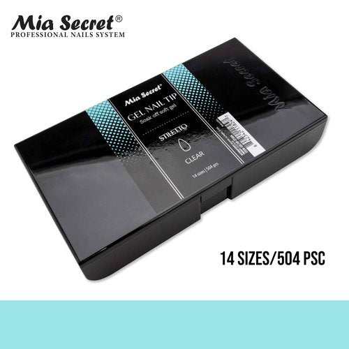 Mia Secret Soak off CLEAR Soft Gel Nail Tip MADE IN USA for Salon and DIY (Clear 504 Tips, Stiletto)