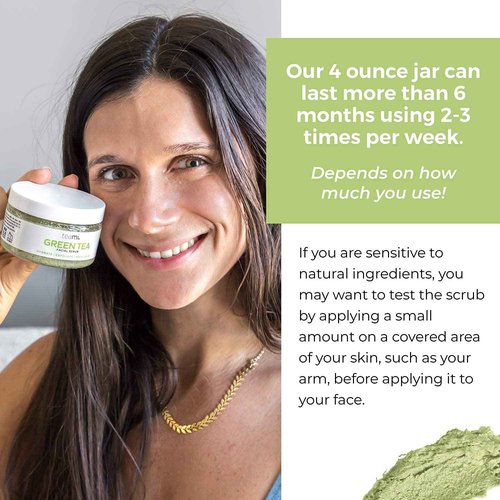 Teami Green Tea Mask + Face Scrub Skincare Bundle - Deep Cleansing Pore Minimizer & Blackhead Remover Detox Facial Mask (6.3oz) + Natural Exfoliating Body Scrub & Face Scrub (4oz)