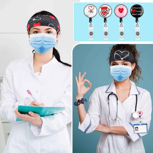 Colarr 36 Pcs Nurse Appreciation Gift Set Include Nurse Makeup Bag Nursing Headbands Hair Nurse Scrunchie Nurses Socks Nurse Ballpoint Pens Nurse Badge Holder Reel Nurse Week Day Gifts for Nurse
