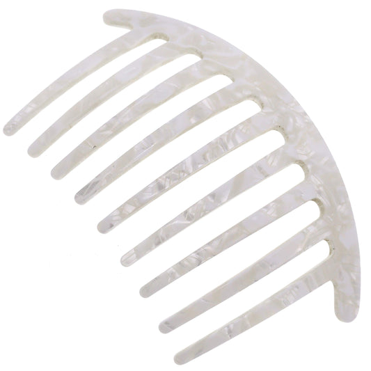 Camila Paris CP3161 French Handmade Side Comb Rounded, White, French Twist Hair Combs Decorative, Strong Hold Hair Clips for Women Bun Chignon Up-Do Styling Girls Hair Accessories Made in France