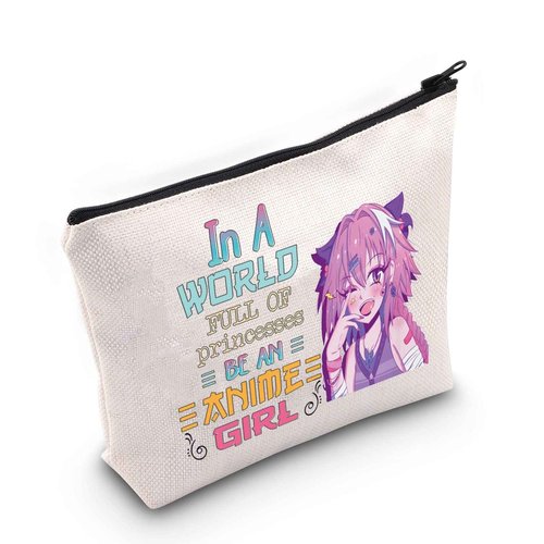 WZMPA Cosmetic Makeup Bag - Anime Lover Gift,Zipper Pouch Bag For Teenagers and Fans, In A World Full Of Princesses, Be An Anime Girl