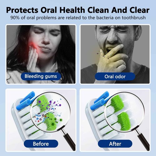 Toothbrush Covers Case San itizer with Light,Toothbrush Covers with Holder, Rechargeable Portable Toothbrush Cleaner Case（Blue）