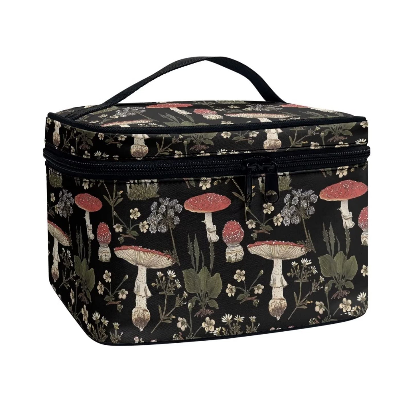 JoyLamoria Brown Mushroom Travel Makeup Bag Cute Brush Bag Toiletry Bag for Women