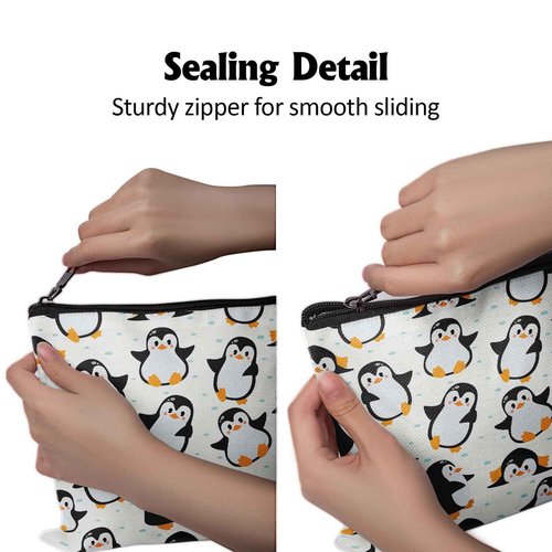 Cafl Cute Penguins Makeup Bag Penguin Cosmetic Bag for Women Large Capacity Make Up Bag Portable Travel Toiletry Pouch Organizer 10 * 8inch