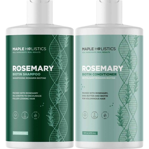 Biotin Rosemary Shampoo and Conditioner Set - Vegan Biotin Shampoo and Conditioner Set Volumizing Complex with Rosemary Essential Oil for Fine Weak & Dull Hair - Sulfate & Paraben Free (16 Fl Oz)