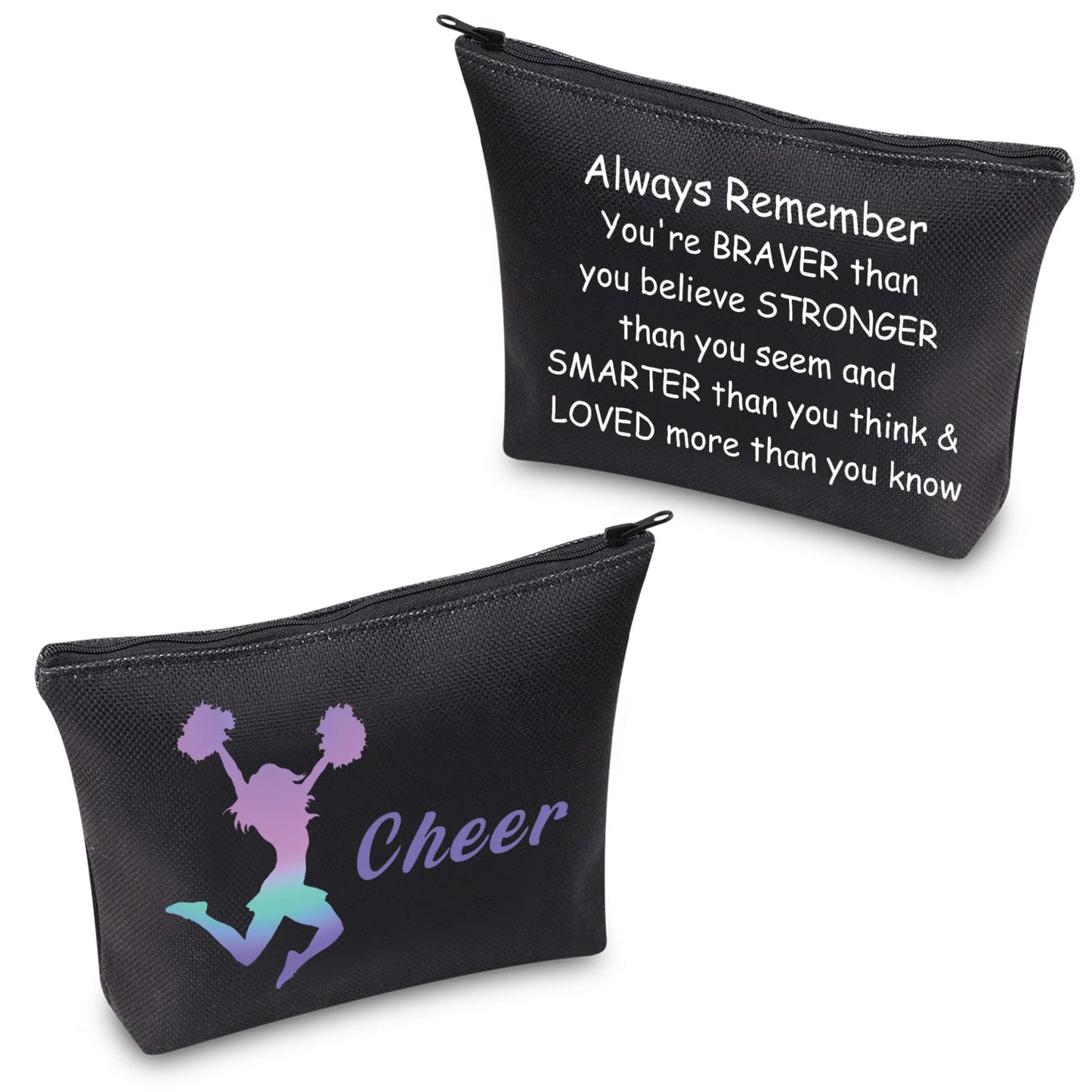 CMNIM Cheer Gifts Cosmetic Bag Cheerleading Gifts Cheerleaders Makeup Bags Cheer Girl Love Cheer Gifts (Cheer Gifts Black)