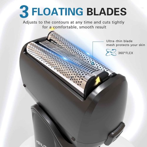 MENLITE Electric Shaver for Men,3 Floating Blade Beard Trimmers,Waterproof Foil Shaver,Cordless Rechargeable with Pop Up Sideburns Trimmer,Portable Men’s Travel Facial Hair Groomer
