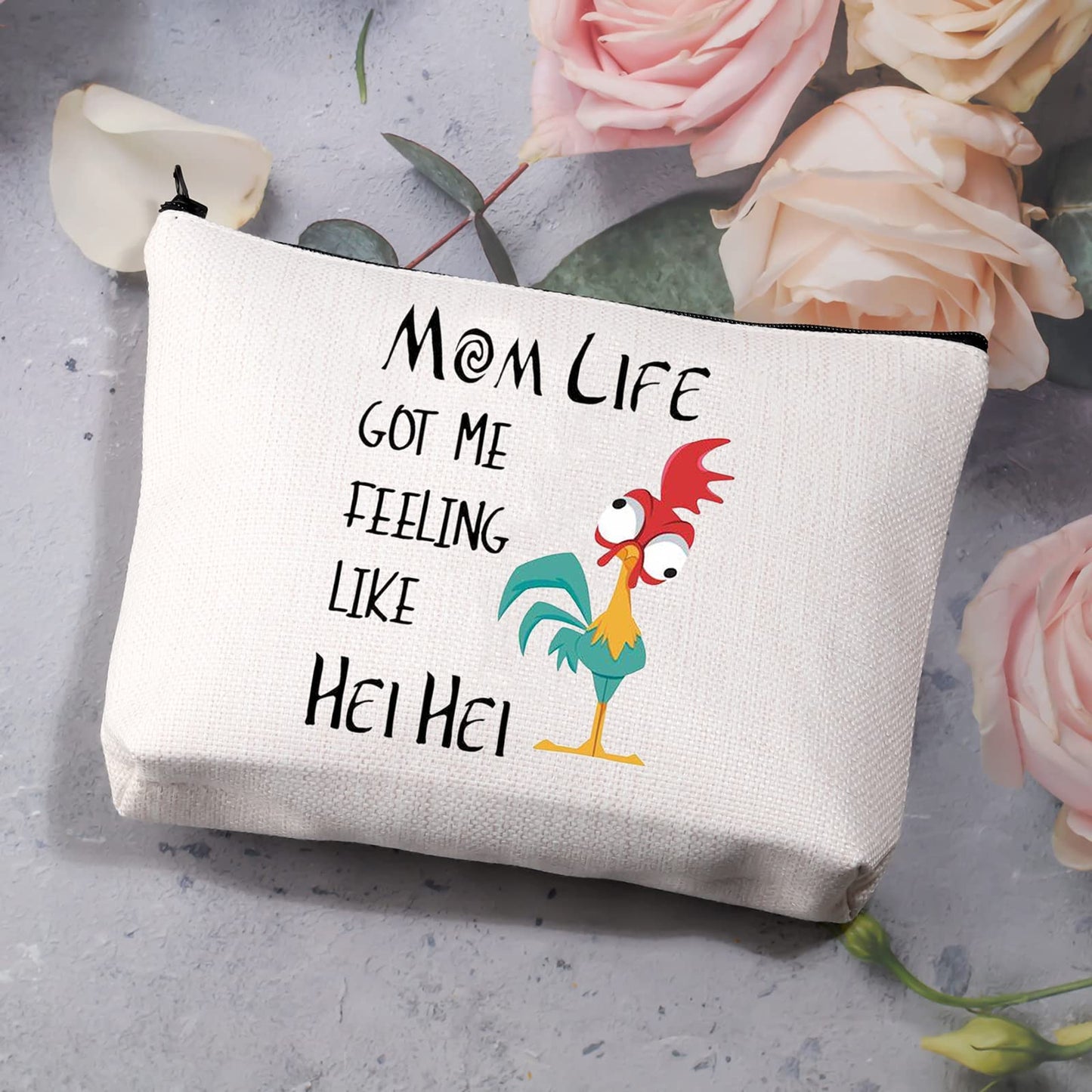 Moana Makeup Bag Mom Life Got Me Feeling Like Hei Hei Rooster Gifts Funny Chicken Gifts Hei Hei Fans Cosmetic Bag For Sister Friend Bestie(Beauty is My Business B)