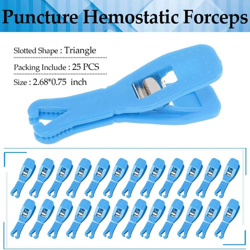 Body Piercing Clamps Tool - Usiriy 25PCS Disposable Triangle Body Piercing Needle Slot Forcep Clamp Piercing Clip Puncture Hemostatic Forceps Ear Nose Lip Navel Piercing Supplies Blue Plier (Triangle)