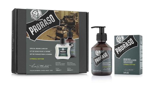 Proraso Beard Care Duo Kit for New or Short Beards with Beard Balm and Beard Wash, Cypress & Vetyver