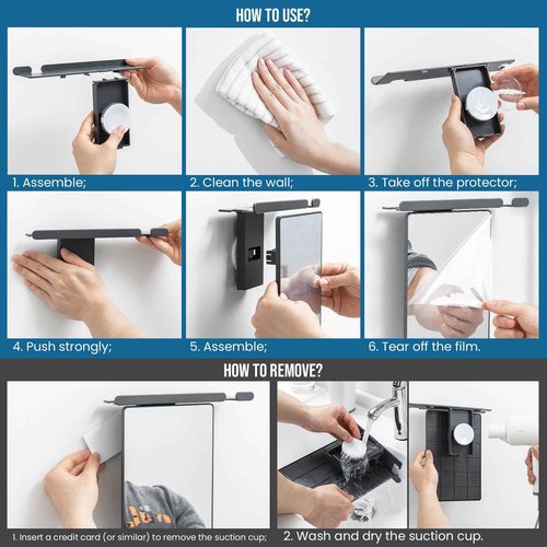 TAILI Shower Mirror Fogless for Shaving with Razor Holder, Anti-Fog with Powerful Suction for Bathroom,Makeup Shave Mirror Wall Mounted for Men & Women, Shatterproof & Removable,Grey